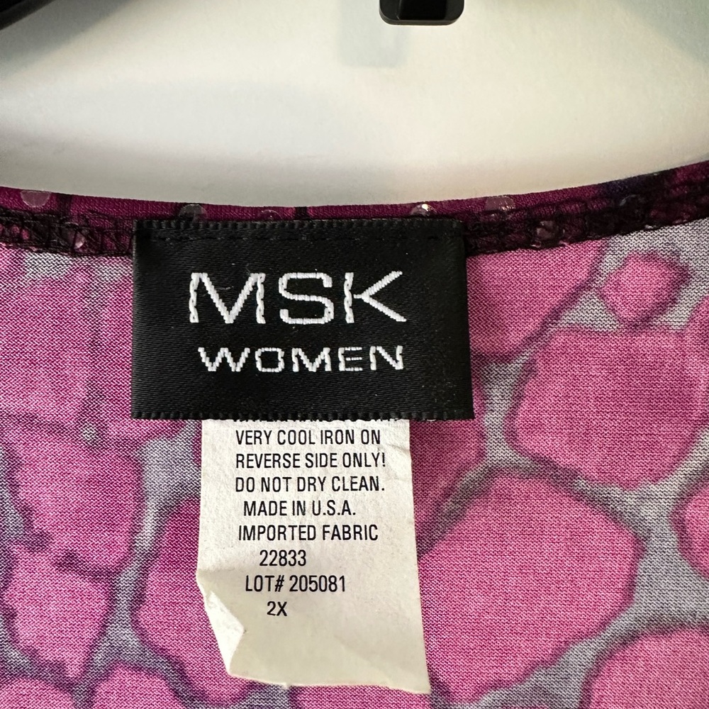 💜 MSK Beaded Jacket 2X Sheer Overlay Purple Pink Animal Print - Picture 5 of 11